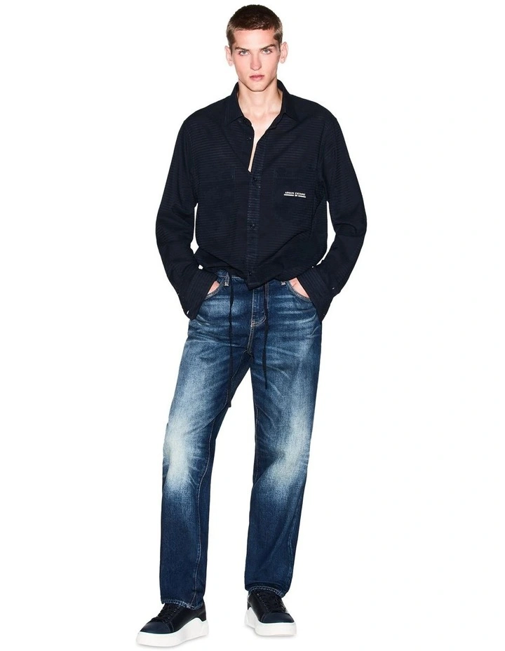 Urban Sailor Cotton And Viscose Shirt in Deep Navy image 4