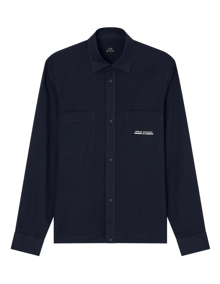 Urban Sailor Cotton And Viscose Shirt in Deep Navy image 5