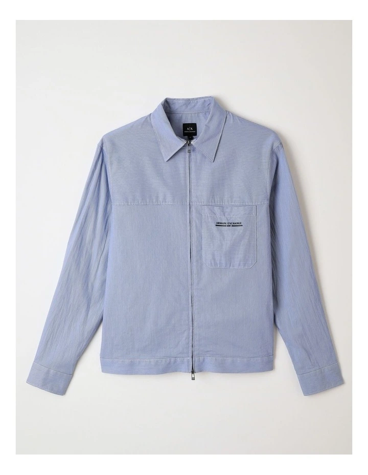 Urban Salior Full Zip Shirt in Blue Stripe image 1