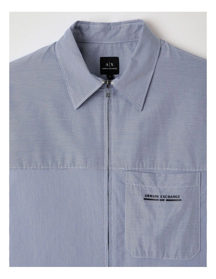 Urban Salior Full Zip Shirt in Blue Stripe image 2