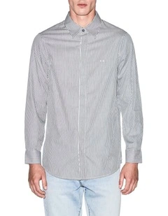 Refined Sportswear Button Up Striped Shirt in China Blue