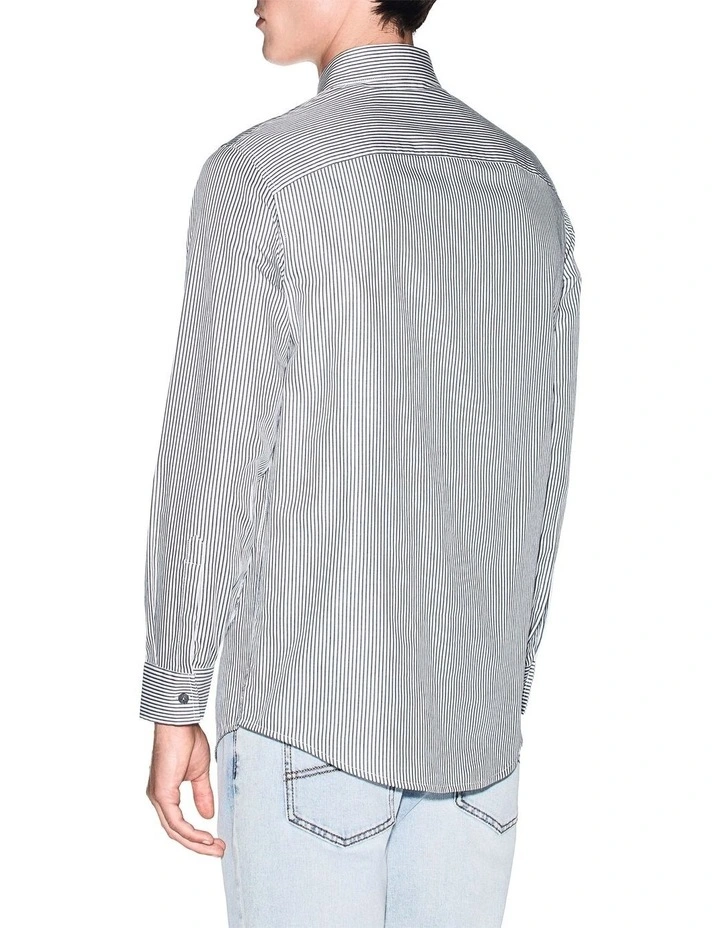Refined Sportswear Button Up Striped Shirt in China Blue image 2