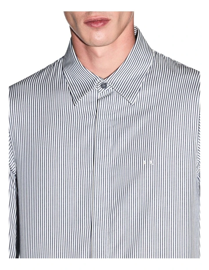 Refined Sportswear Button Up Striped Shirt in China Blue image 3