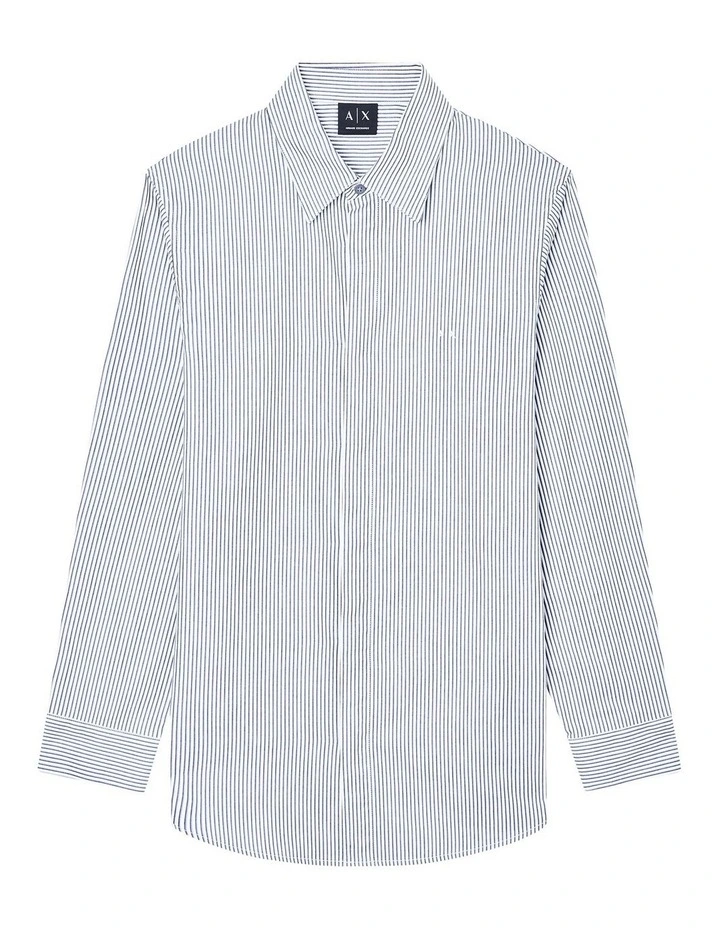 Refined Sportswear Button Up Striped Shirt in China Blue image 5