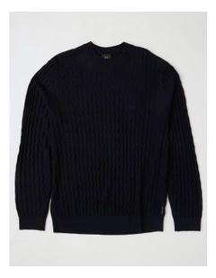 Armani Knit Pullover Deep Navy Zig Zag