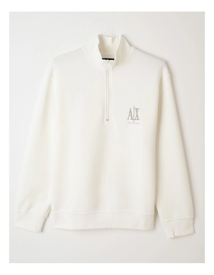 Icon Half-Zip Sweatshirt in Off White image 1
