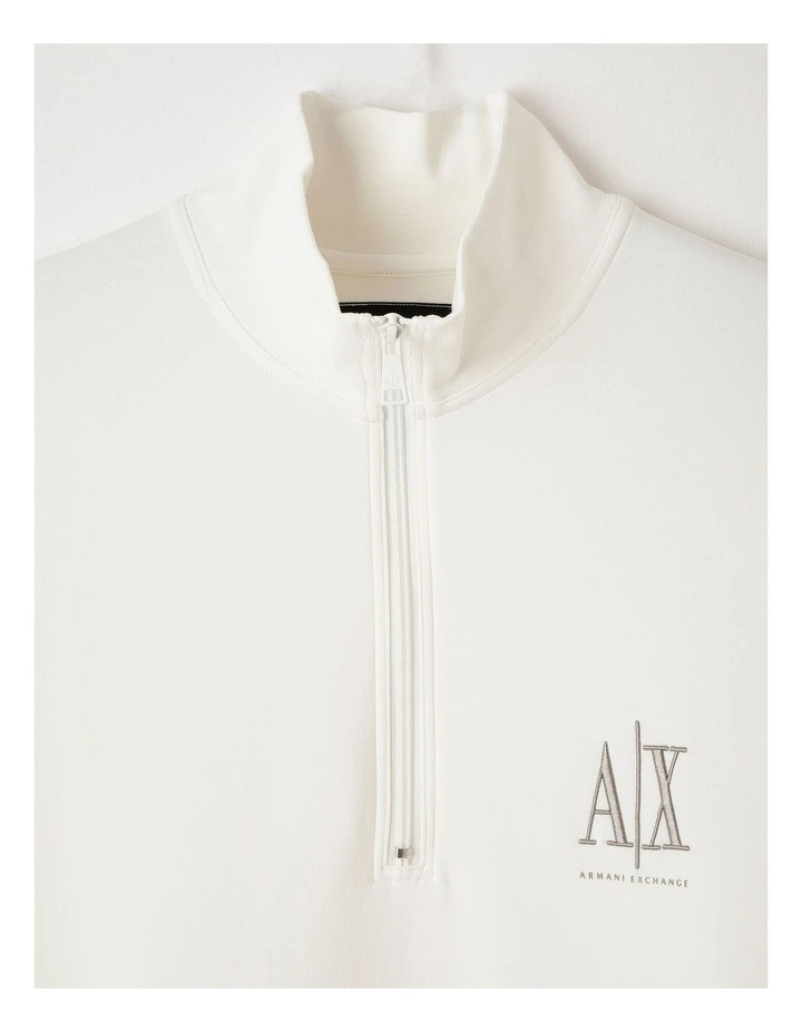 Icon Half-Zip Sweatshirt in Off White image 2