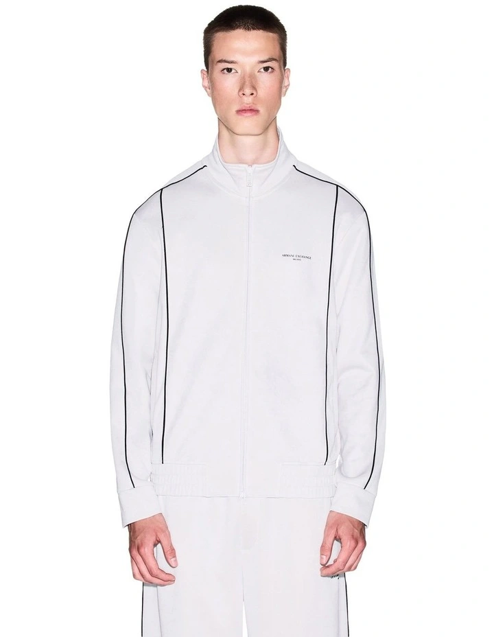 Refined Sport Full Zip Sweatshirt in Cream image 1
