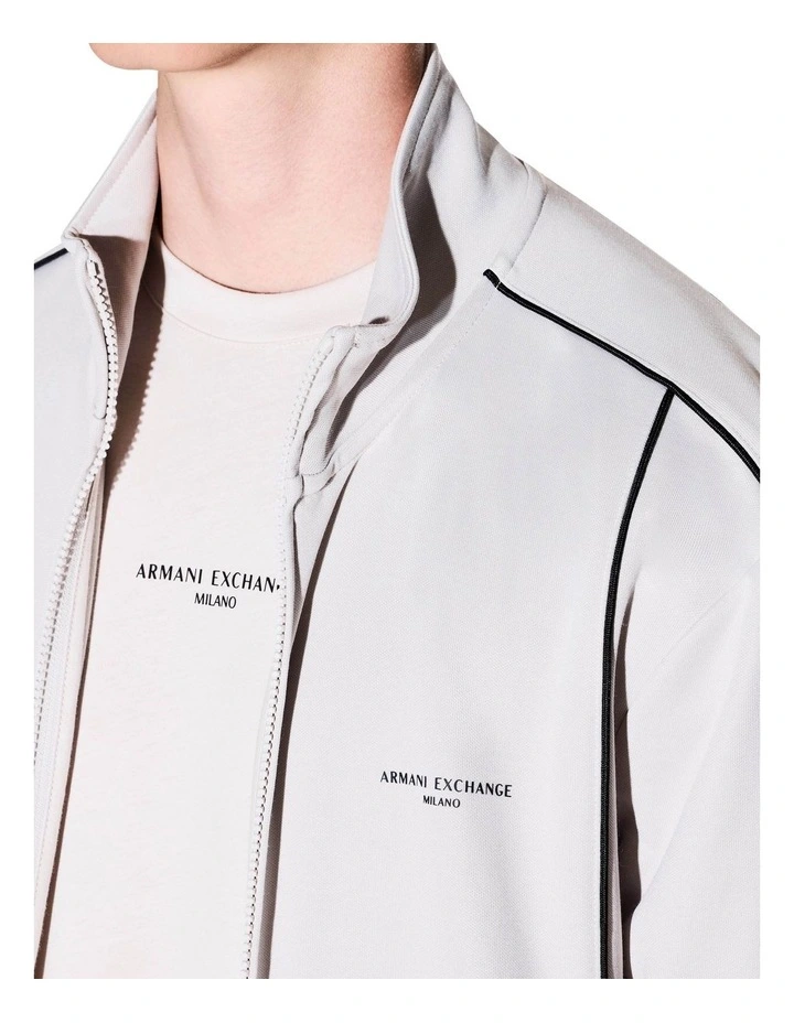 Refined Sport Full Zip Sweatshirt in Cream image 4
