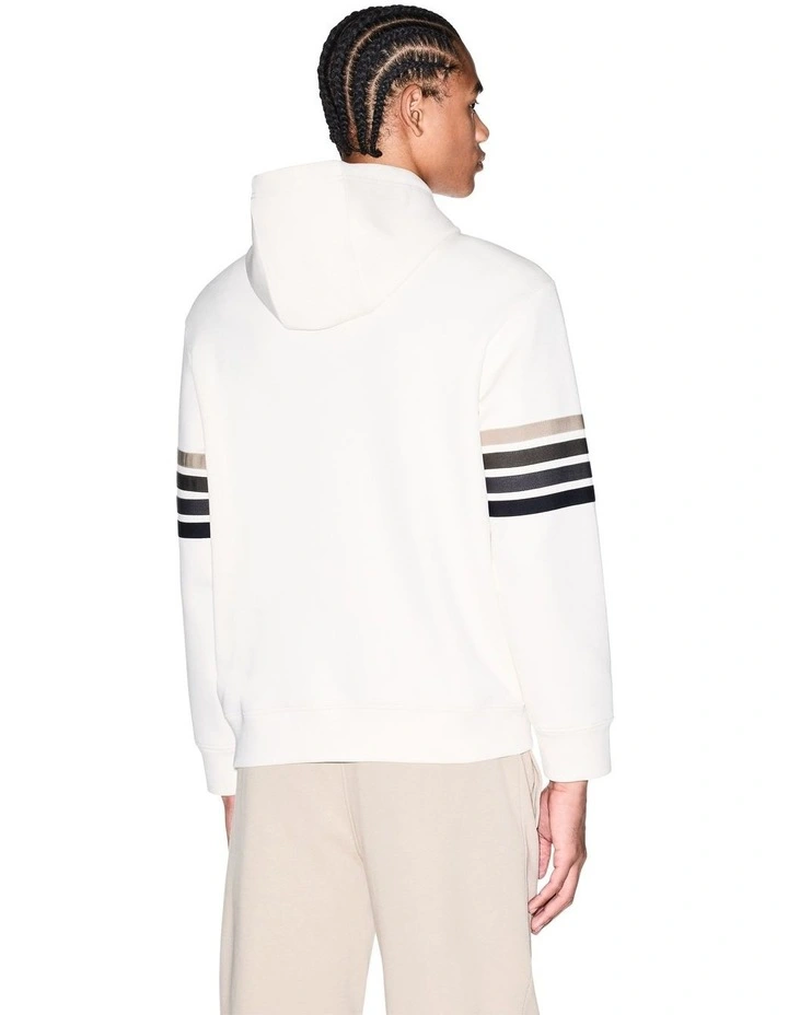 Striped Hooded Sweatshirt in Cream image 2