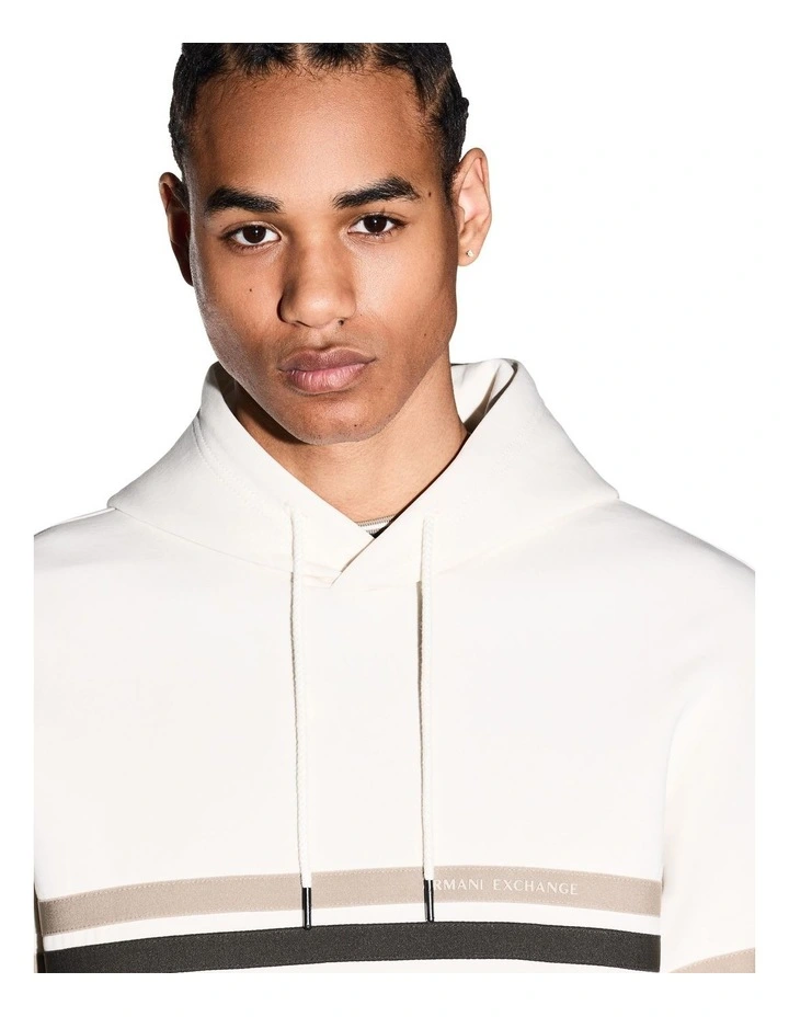 Striped Hooded Sweatshirt in Cream image 3