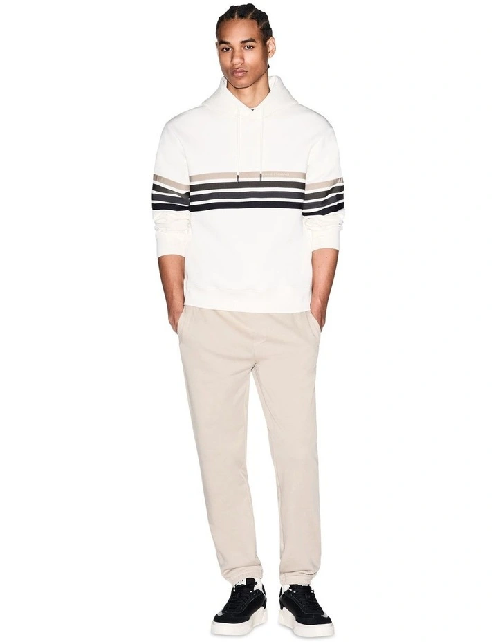Striped Hooded Sweatshirt in Cream image 4
