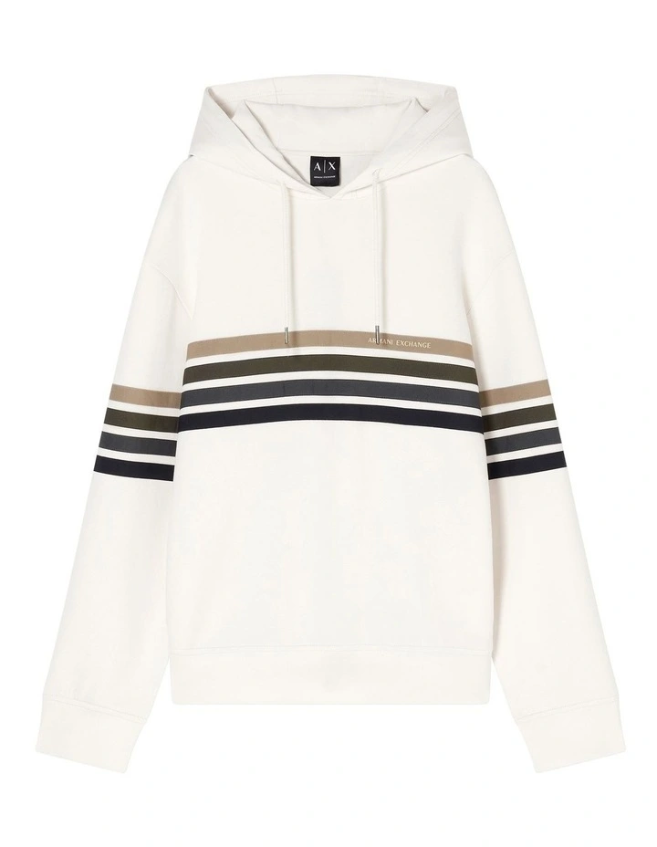 Striped Hooded Sweatshirt in Cream image 5