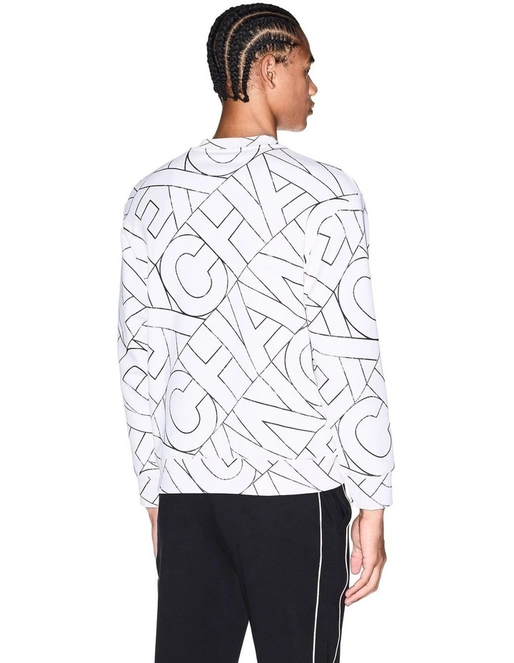 Diagonal Lettering Logomania Sweatshirt in White/Black image 2