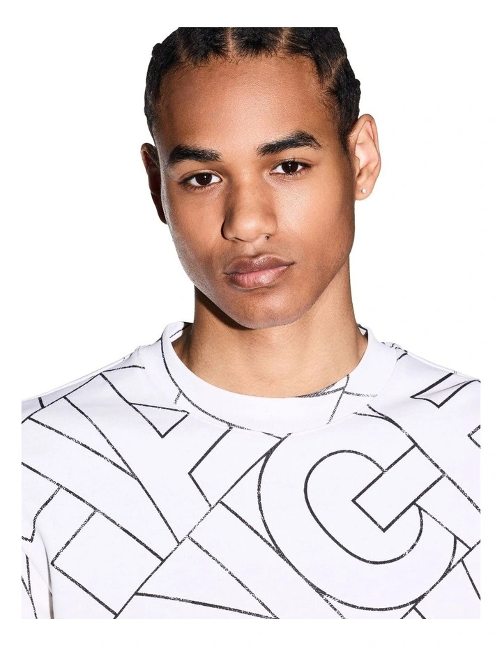 Diagonal Lettering Logomania Sweatshirt in White/Black image 3