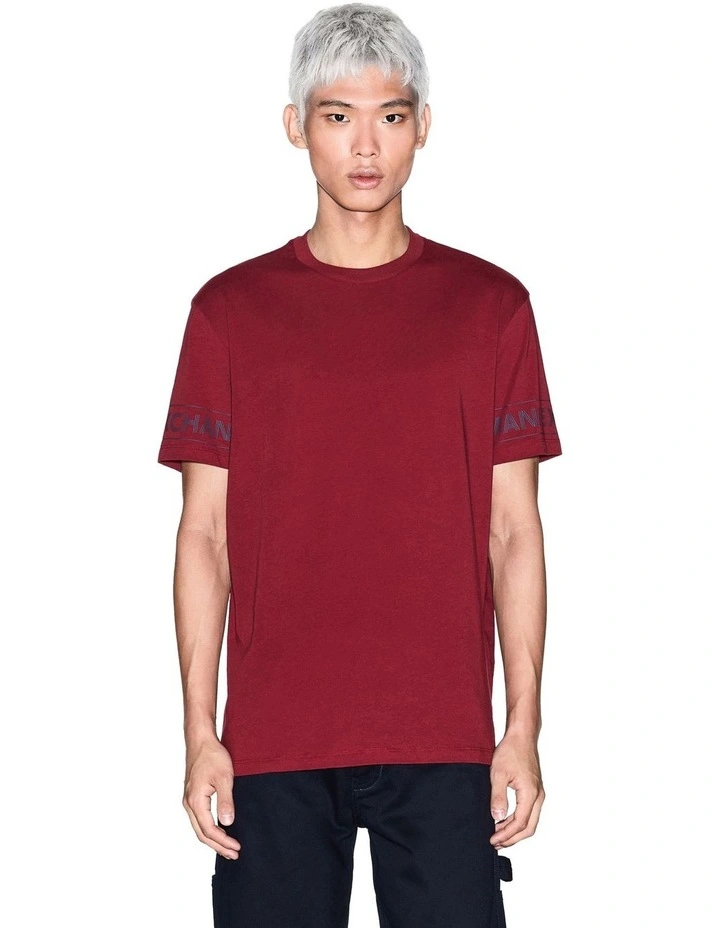 Winter Shades Sleeve Logo T-shirt in Pomegranate image 1