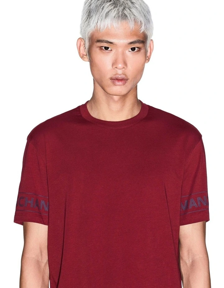 Winter Shades Sleeve Logo T-shirt in Pomegranate image 4
