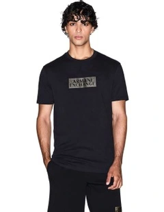 Crew Neck T-shirt in Black/Diagonal Gold