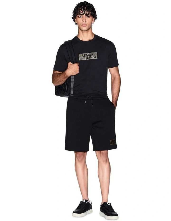 Crew Neck T-shirt in Black/Diagonal Gold image 3