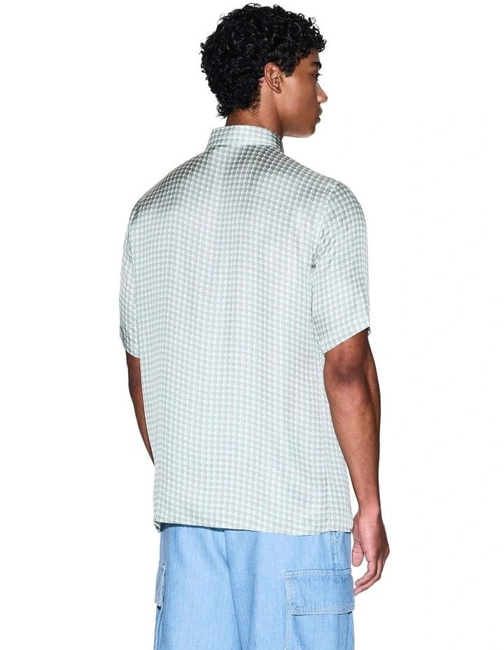 Urban Sailor Print Short Sleeve Shirt in Geometric Aqua Grey image 2