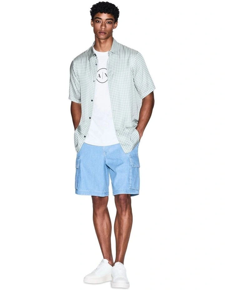 Urban Sailor Print Short Sleeve Shirt in Geometric Aqua Grey image 3