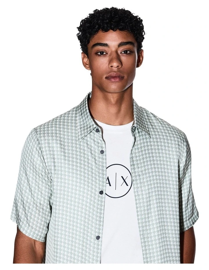 Urban Sailor Print Short Sleeve Shirt in Geometric Aqua Grey image 4