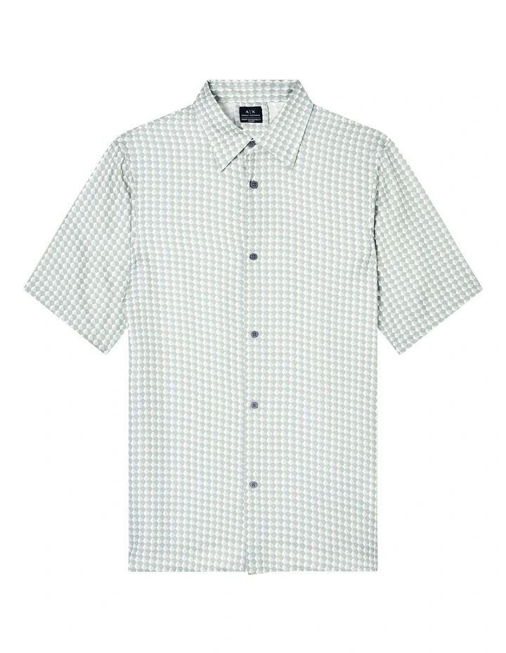 Urban Sailor Print Short Sleeve Shirt in Geometric Aqua Grey image 5