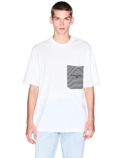 Urban Sailor Stripe Pocket T-shirt in Off White