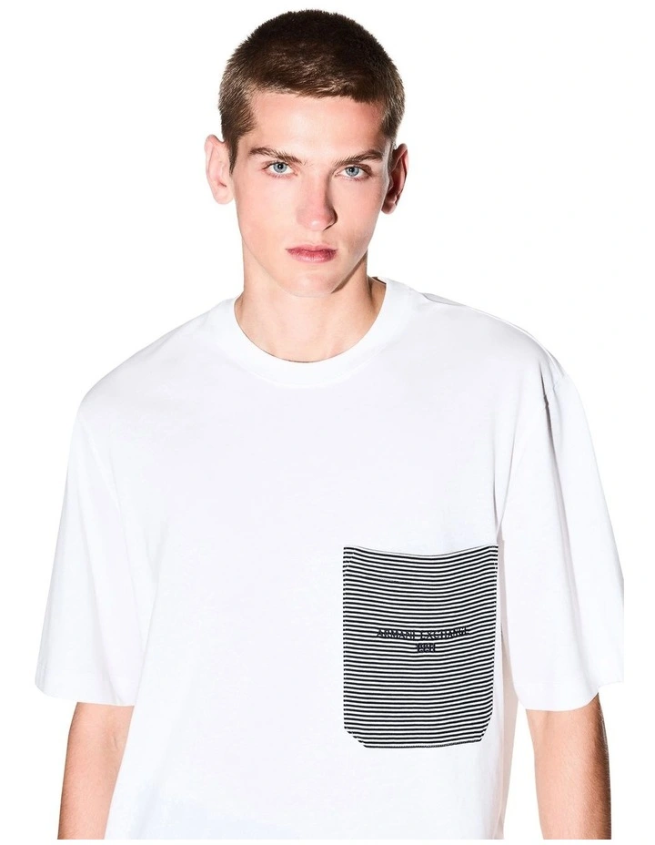Urban Sailor Stripe Pocket T-shirt in Off White image 4