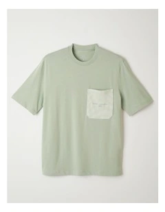Urban Sailor Stripe Pocket T-shirt in Aqua Gray