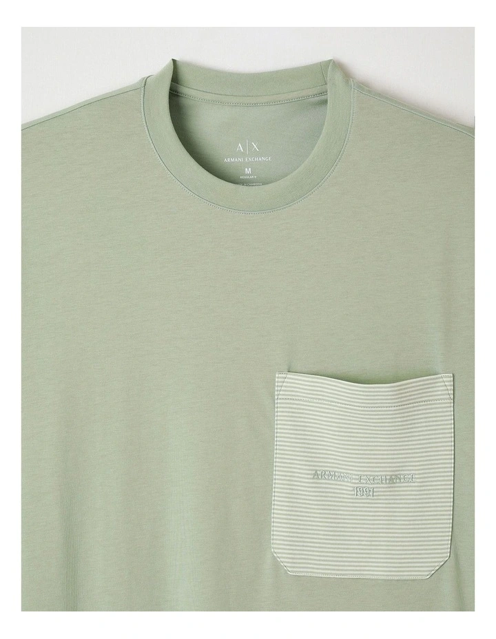 Urban Sailor Stripe Pocket T-shirt in Aqua Gray image 2