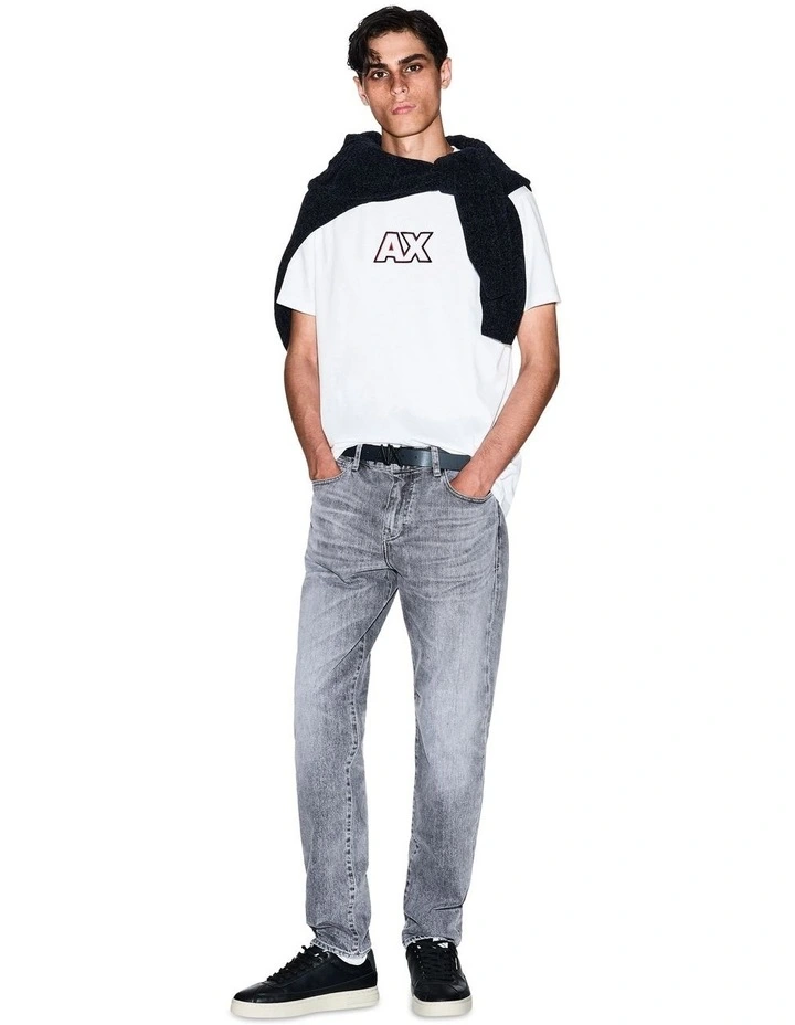 Retro Sport Ouline Logo T-shirt in Off White image 3