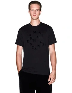 Retro Sport Asymmetrical Logo T-shirt in Black