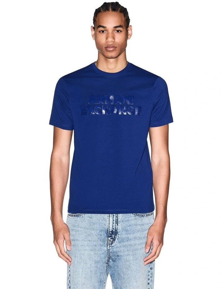 Bold Outline Logo T-shirt in Bellwether Blue image 1