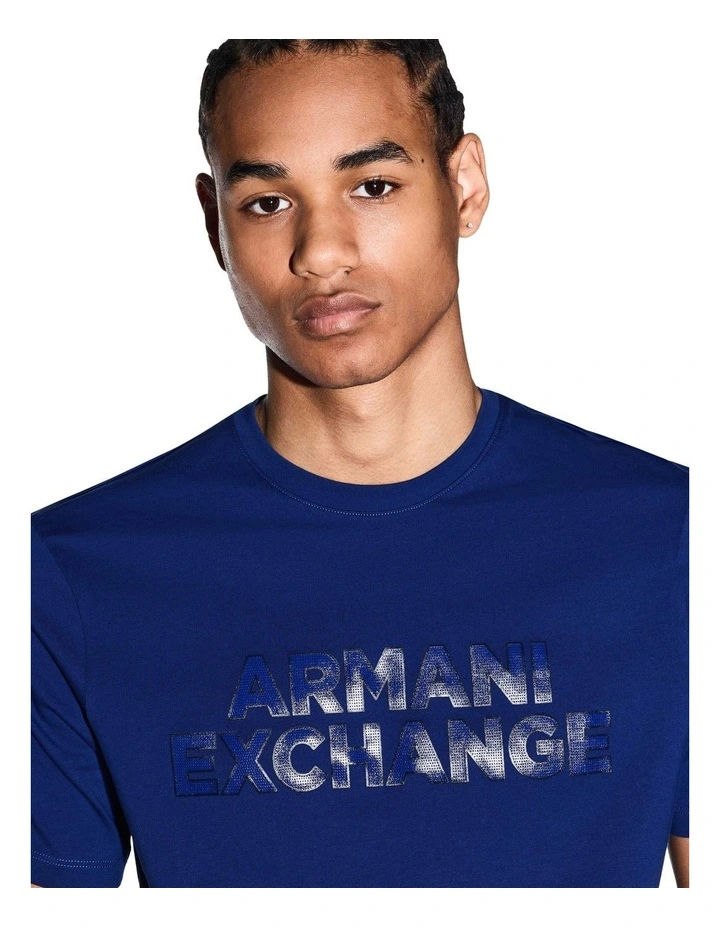 Bold Outline Logo T-shirt in Bellwether Blue image 3