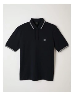 Basic Chest Logo Polo Shirt in Deep Navy