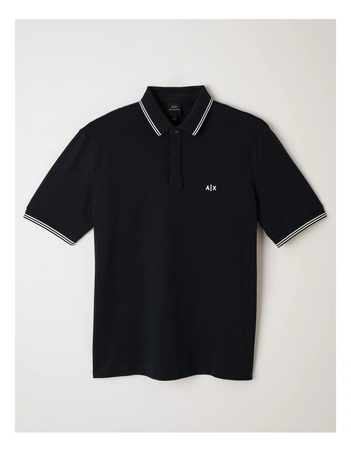 Basic Chest Logo Polo Shirt in Deep Navy image 1