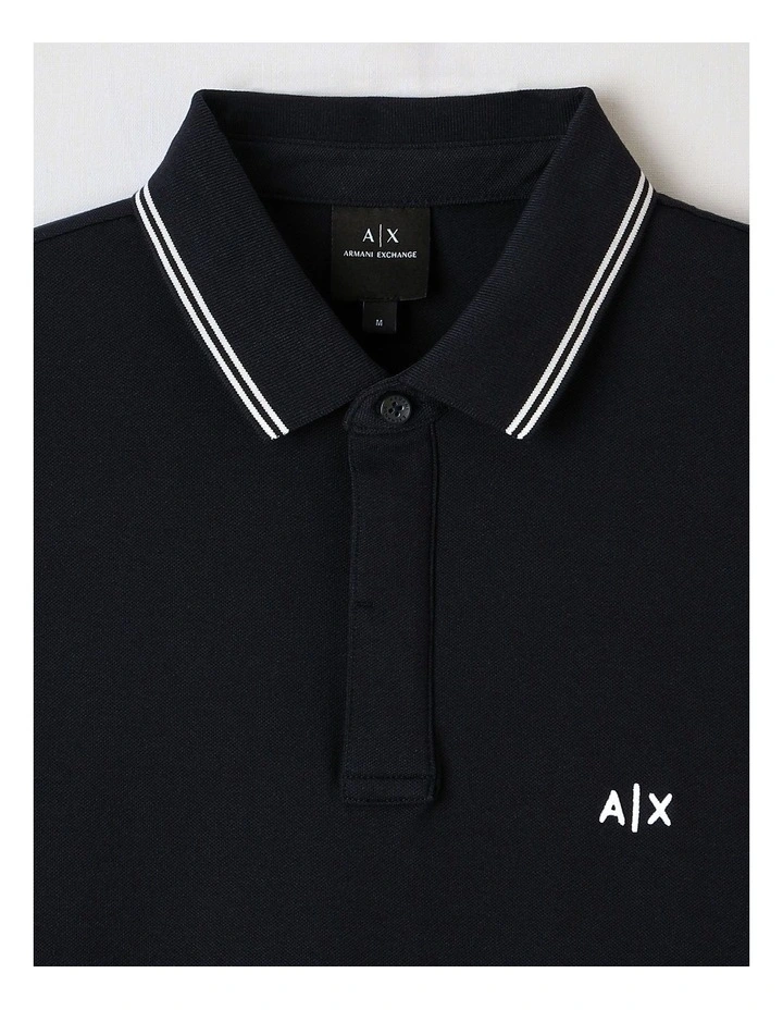 Basic Chest Logo Polo Shirt in Deep Navy image 2