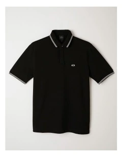 Basic Chest Logo Polo Shirt in Black