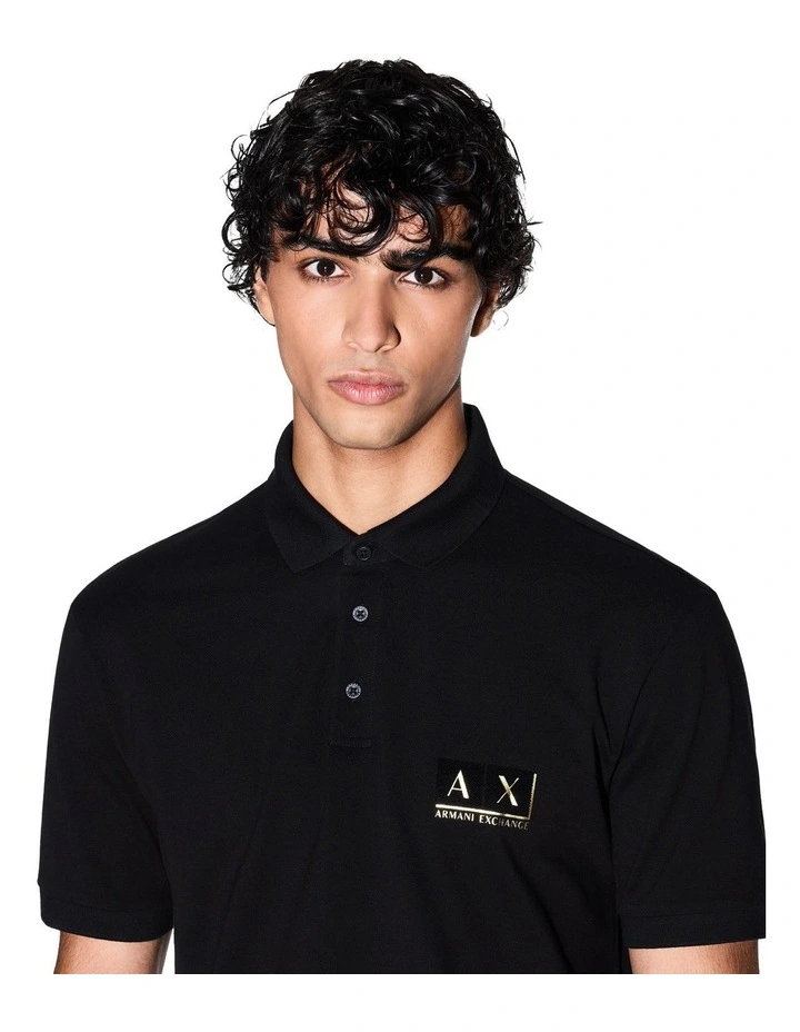 Chest Logo Polo Shirt in Black image 4