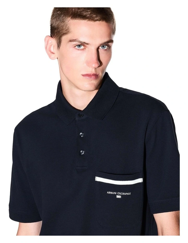 Urban Sailor Pocket Polo Shirt in Deep Navy image 4