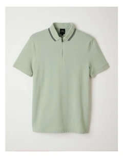 Urban Sailor Half-Zip Polo Shirt in Aqua Gray