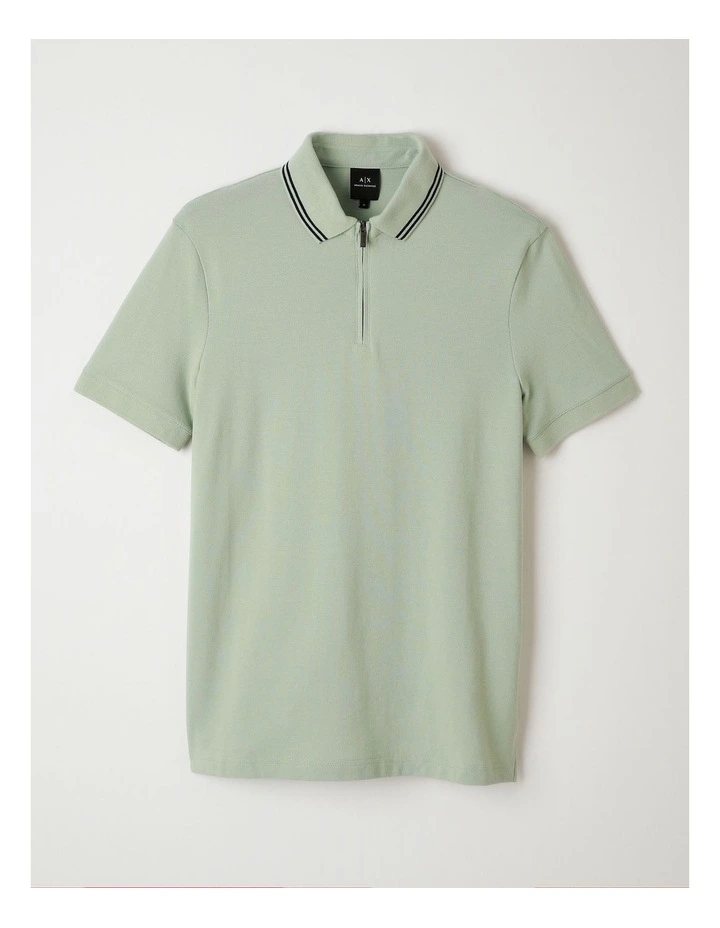 Urban Sailor Half-Zip Polo Shirt in Aqua Gray image 1