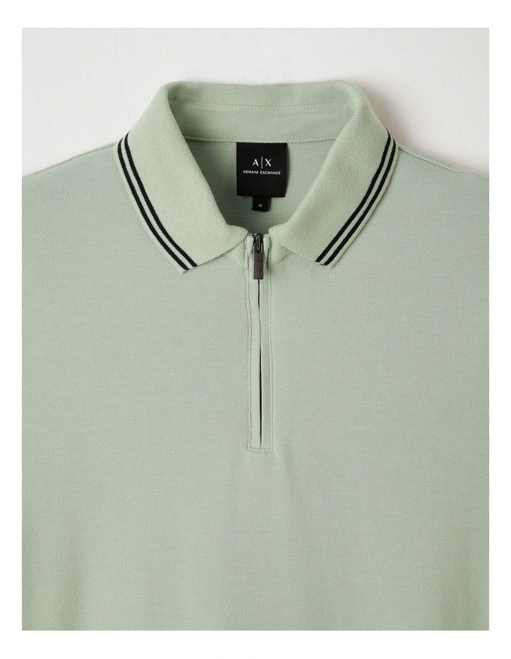 Urban Sailor Half-Zip Polo Shirt in Aqua Gray image 2