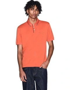 Stretch Jersey Polo Shirt in Orange Rust