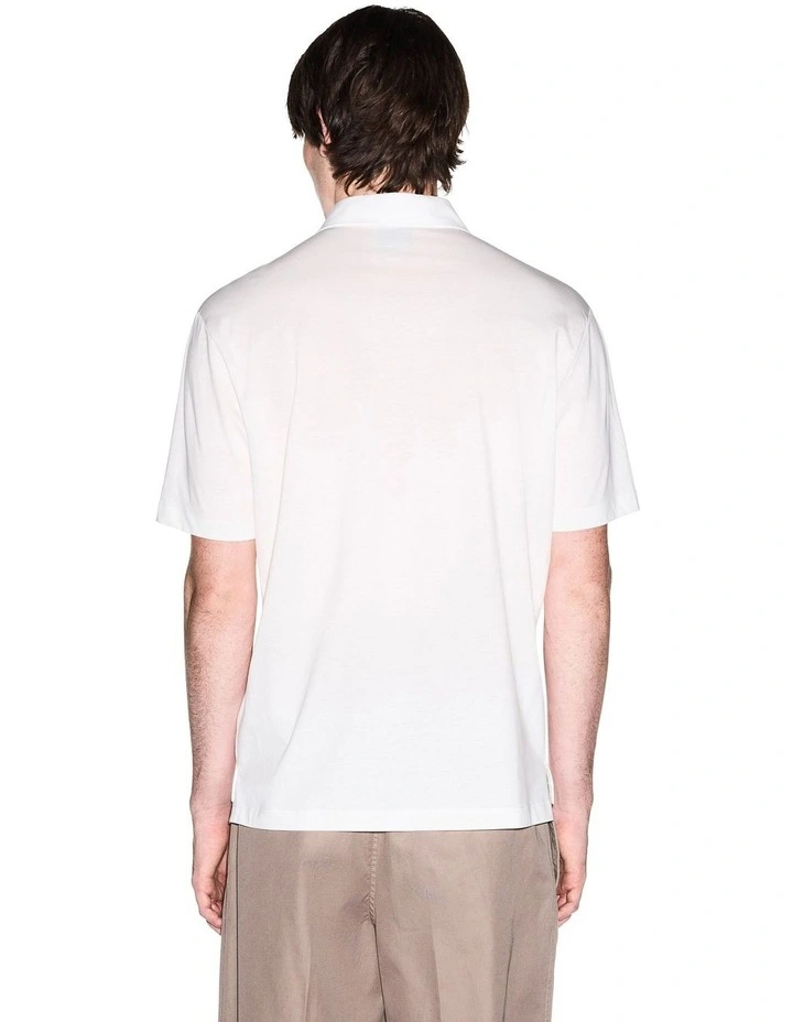Cotton Polo Shirt Chest Logo in White image 2