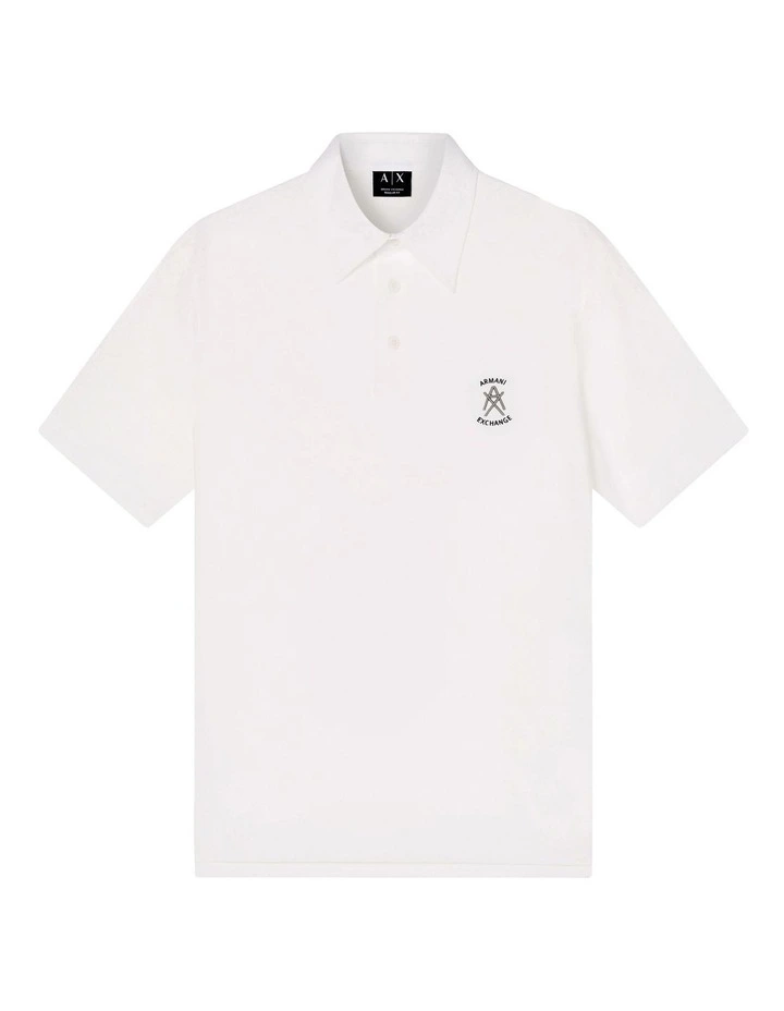 Cotton Polo Shirt Chest Logo in White image 5
