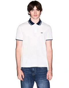 Contrasted Polo Shirt in Off White