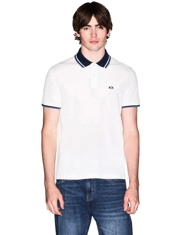 Contrasted Polo Shirt in Off White image 1