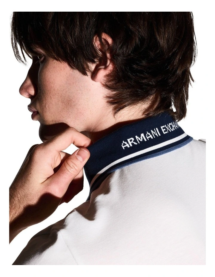Contrasted Polo Shirt in Off White image 3